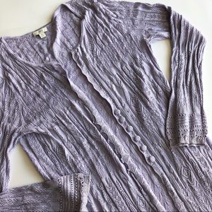J Jill Knit Silk Cardigan in Lilac Purple